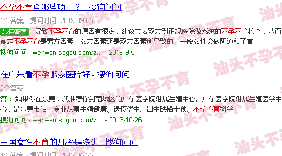 汕头不孕不育数据调查