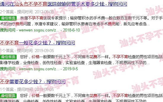 汕头不孕不育费用