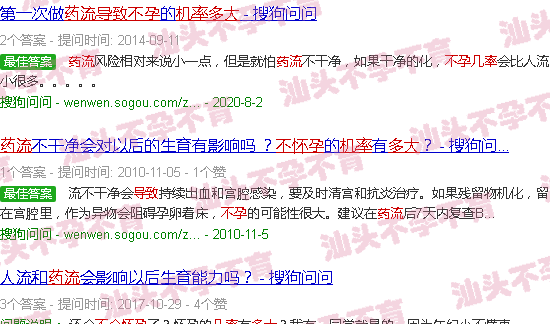 汕头药流导致不孕几*多大